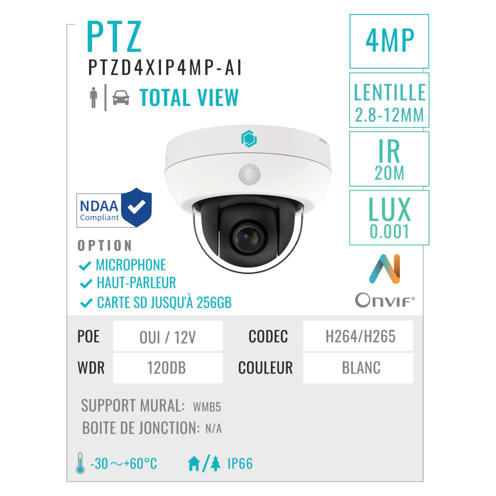 Caméra - PTZD4XIP4MP-AI - Alarme Caméra Surveillance (ACS) 