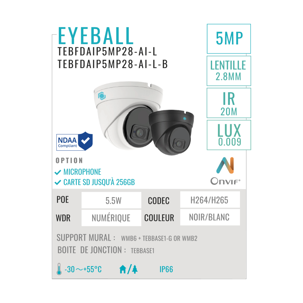 Caméra - TEBFDAIP5MP28-AI-L - Alarme Caméra Surveillance (ACS) 